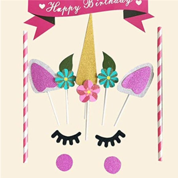 Unicorn Birthday Party Cake topper decorations - Picture 6 of 6